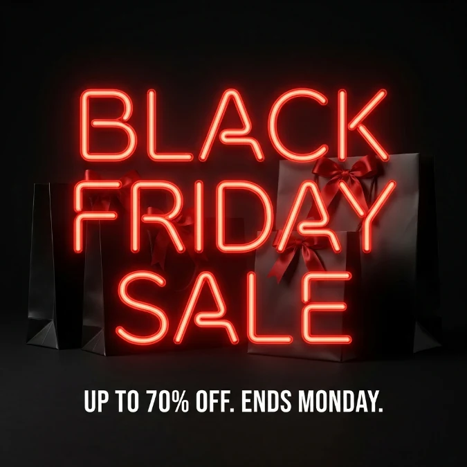 Black Friday sale poster with neon headline